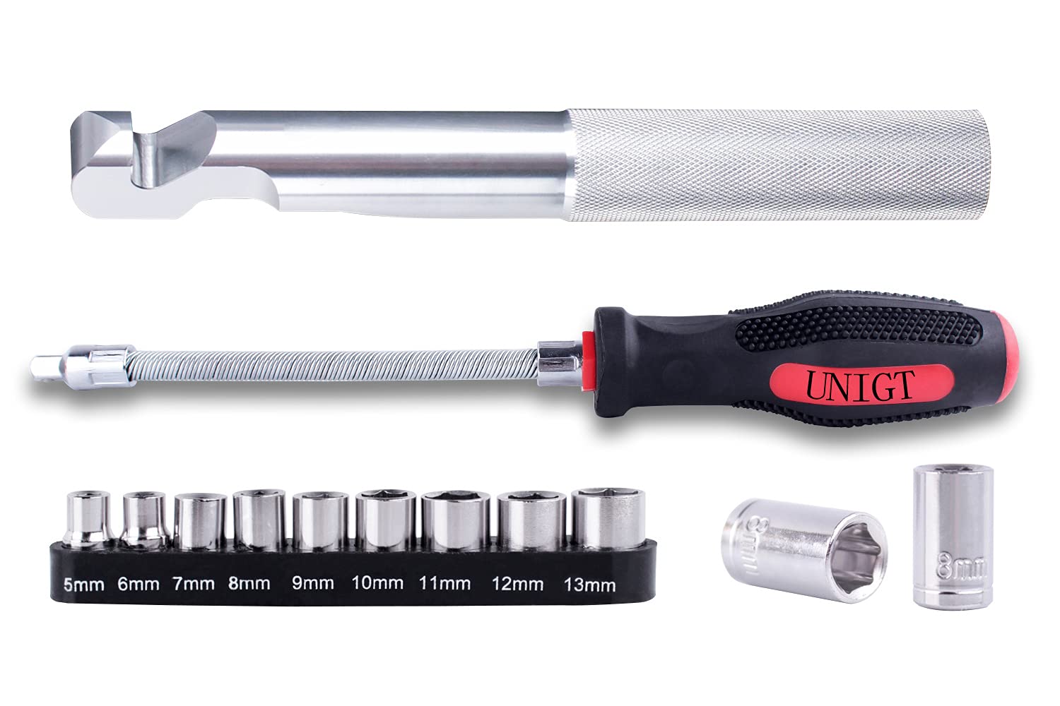 Unigt Clutch Cover Removal Tool Compatible With Polaris Rzr Xp Turbo, Rs1 Ranger Xp 1000 Reversible Belt Changing Tool With Socket Kit (Belt Tool)