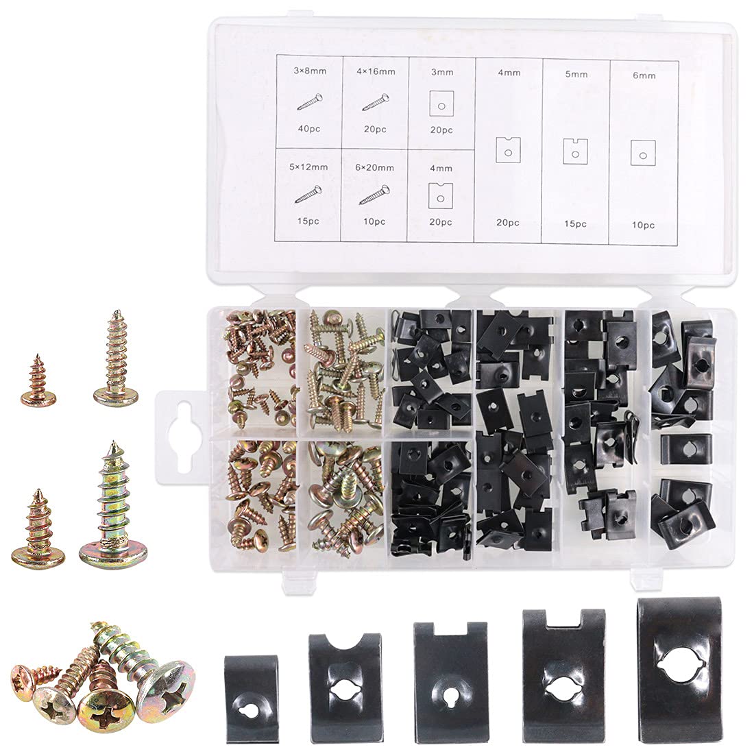 High Quality 170Pcs Auto Car U-Clip U Nut And Screw Assortment Kit For Dash Door Panel Interior Sae