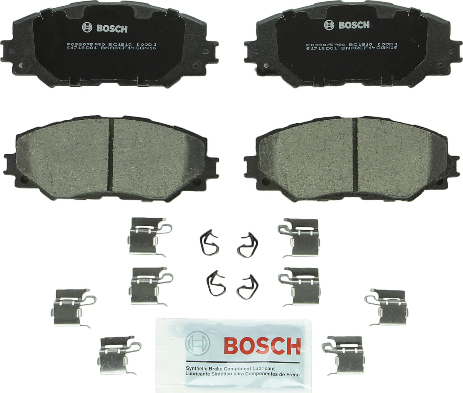 Bosch Bc1210 Quietcast Premium Ceramic Disc Brake Pad Set - Compatible With Select Lexus Hs250H; Pontiac Vibe; Scion Xb, Xd; Toyota Corolla, Matrix, Prius V, Rav4; Front