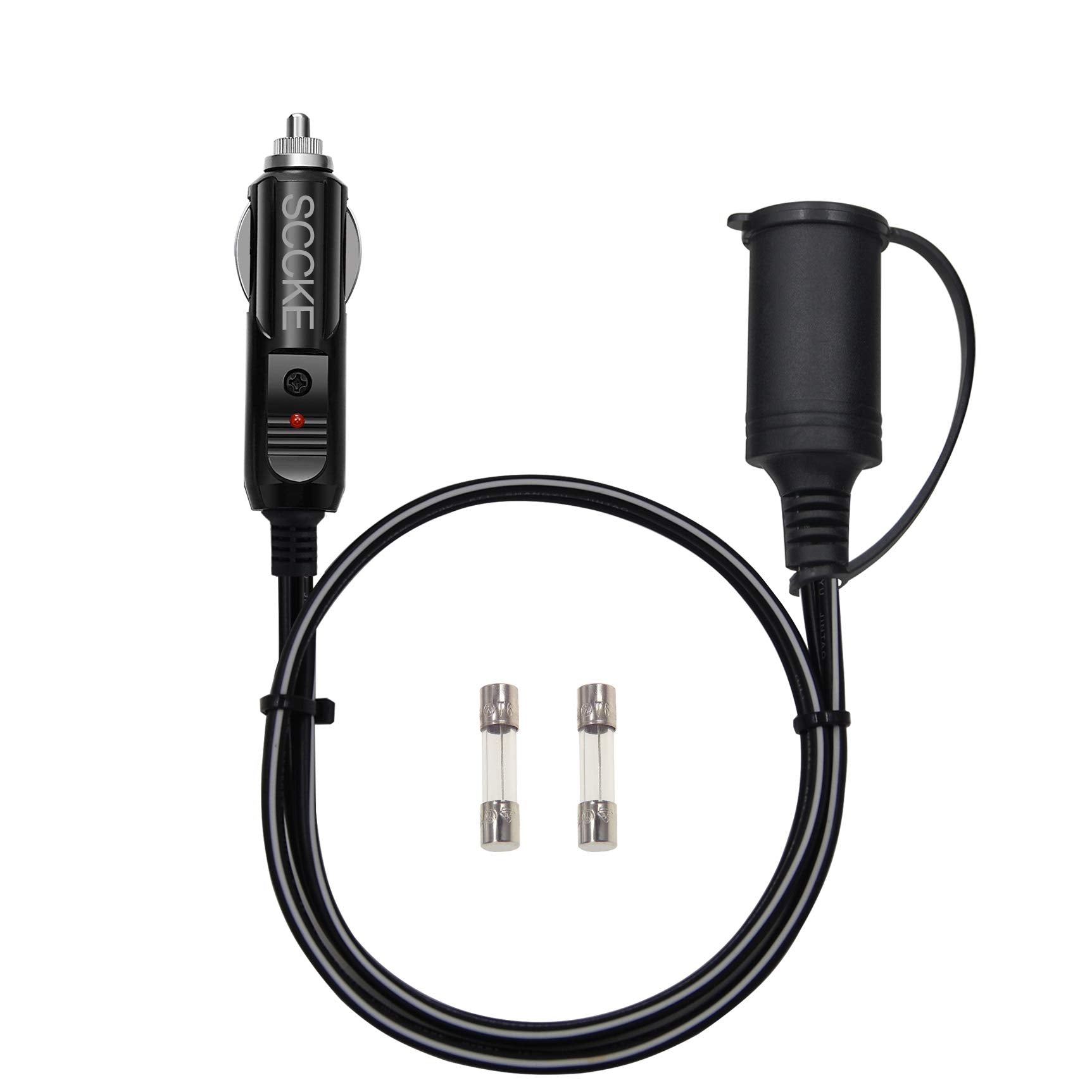 Sccke 14Awg Premium Pure Copper 12V 24V Car Cigarette Lighter Socket Extension Cord, 3Ft / 0.92M 14 Awg Cable Wire For Car Inverter Air Pump Electric Cup Car Refrigerator Etc