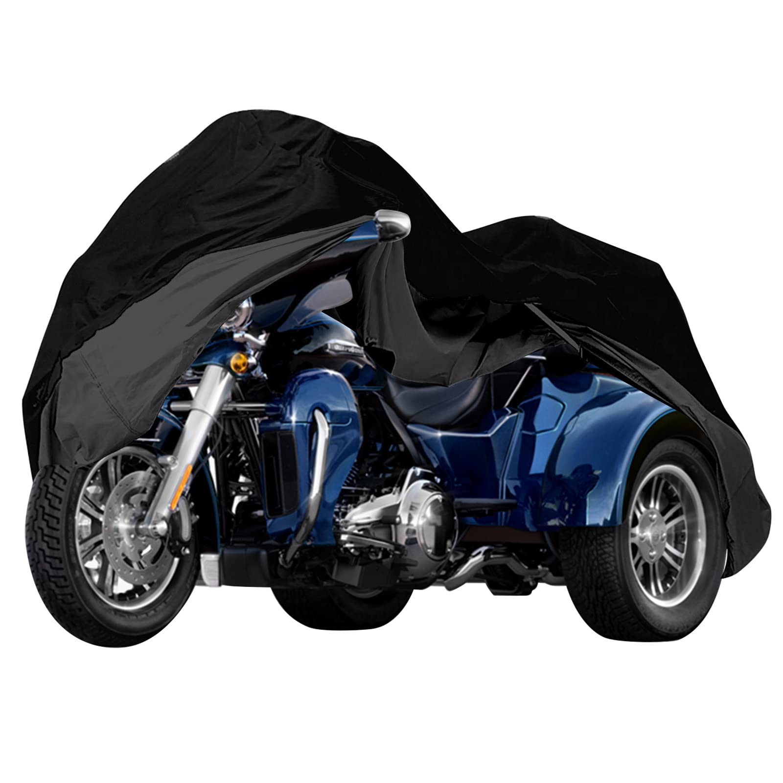 Waterproof Trike Cover Replace For Harley-Davidson And Honda Trike, 420D Oxford Cloth Heavy Duty Trike Cover With Reflective Strips For Snow Rain Dust Hail Protection