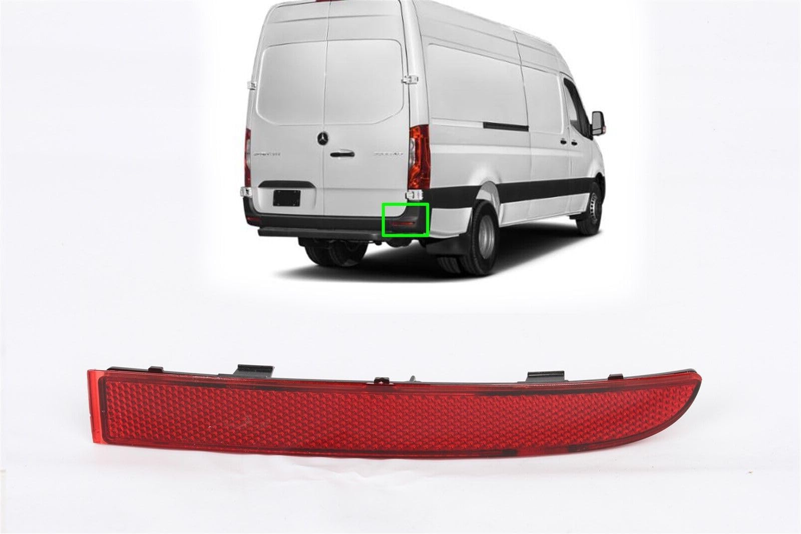 Generic Red Rear Bumper Light Reflector for Mercedes Sprinter W907 (2019-2023) - Right Passenger Side