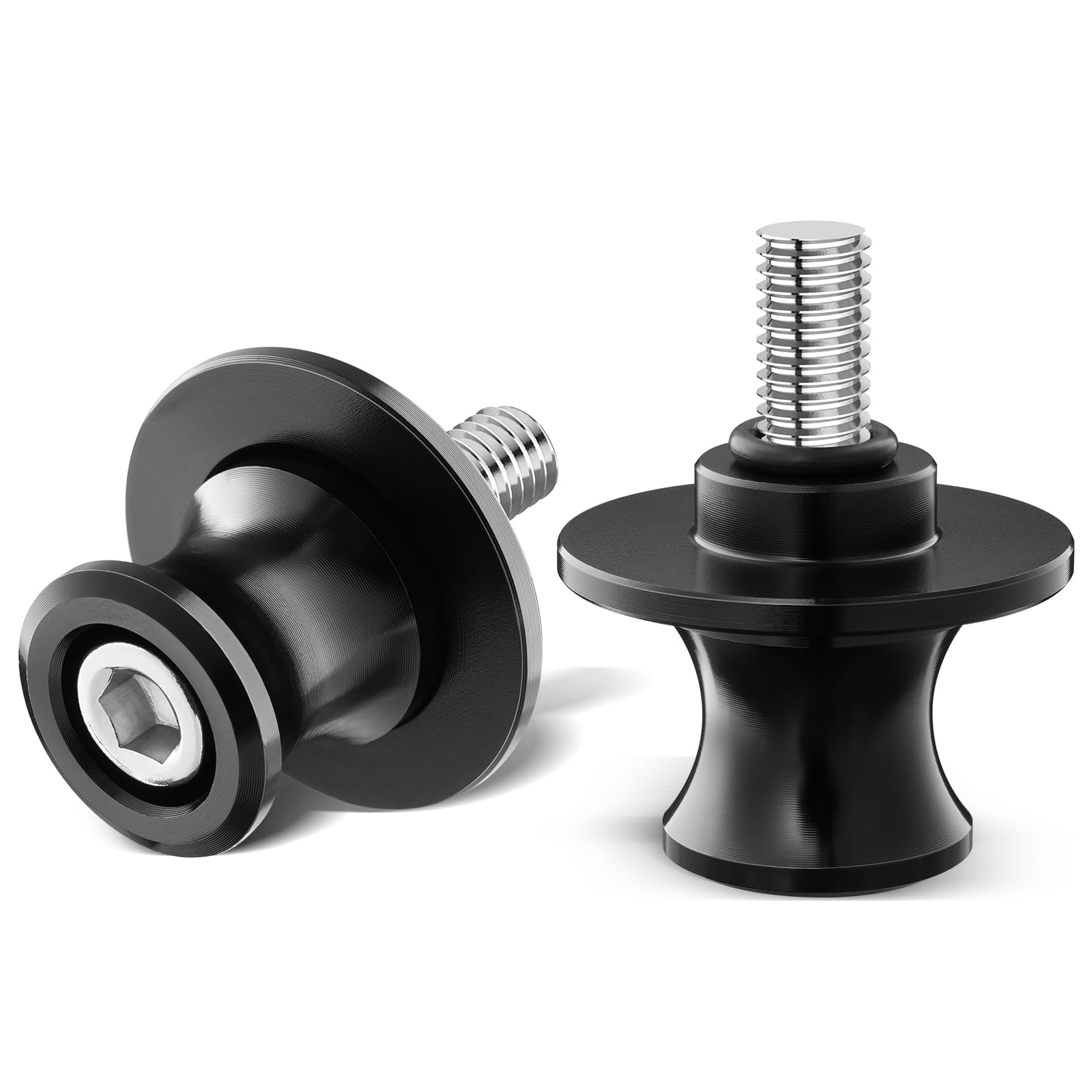 Pbymt 8Mm M8 X 1.5 Motorcycle Swing Arm Spools Sliders Cnc Swingarm Stand Screw Fit For Kawasaki Ninja Zx6R Z900 Vulcan, Triumph Trident 660, Bmw S1000Rr, Honda Cbr 600Rr, Suzuki Gsxs, Ducati (Black)