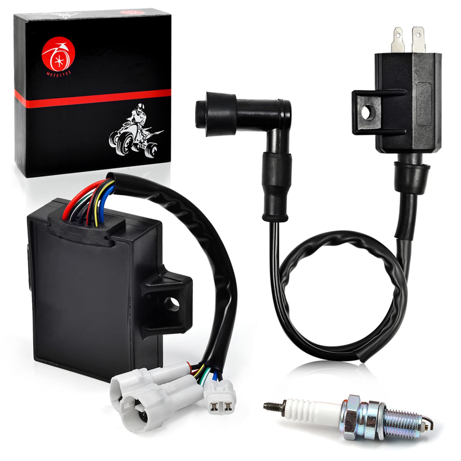 Cdi Box Ignition Coil Spark Plug Compatible With Kawasaki Bayou 220 1988 1989 1990 1991 1992 1993 1994 1995 21119-1226 21121-1160