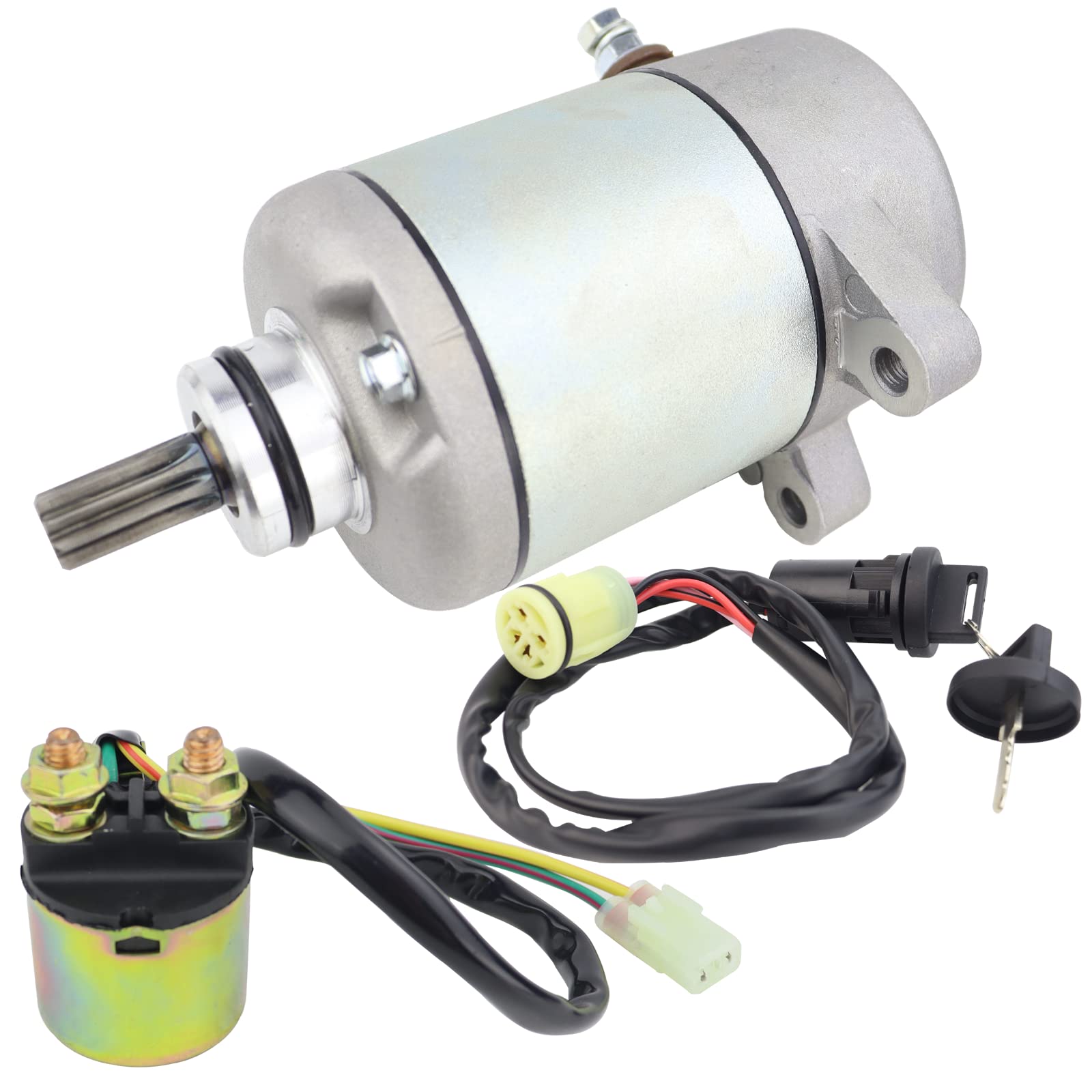 Stabsoli Starter Motor & Solenoid Relay & Ignition Switch Replacement For Honda 350 Fourtrax Rancher Trx350Fe Trx350Fm Trx350Te Trx350Tm 2000-2006 31200-Hn5-671, 31200-Hn5-M01, 31200-Hn5-A81, 18607