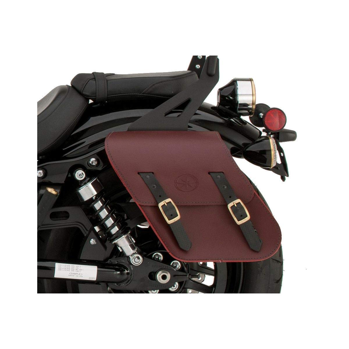 Genuine Yamaha Accessories Rigid-Mount Leather Saddlebags (Oxblood) Compatible With 14-18 Yamaha Bolt