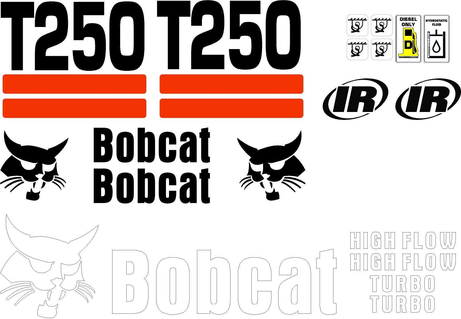 Reliable Aftermarket Parts Our Name Says It All - T250 Excavator Decal Set Whole Machine Ingersoll - Rand & High Flow Turbo Fits Bobcat