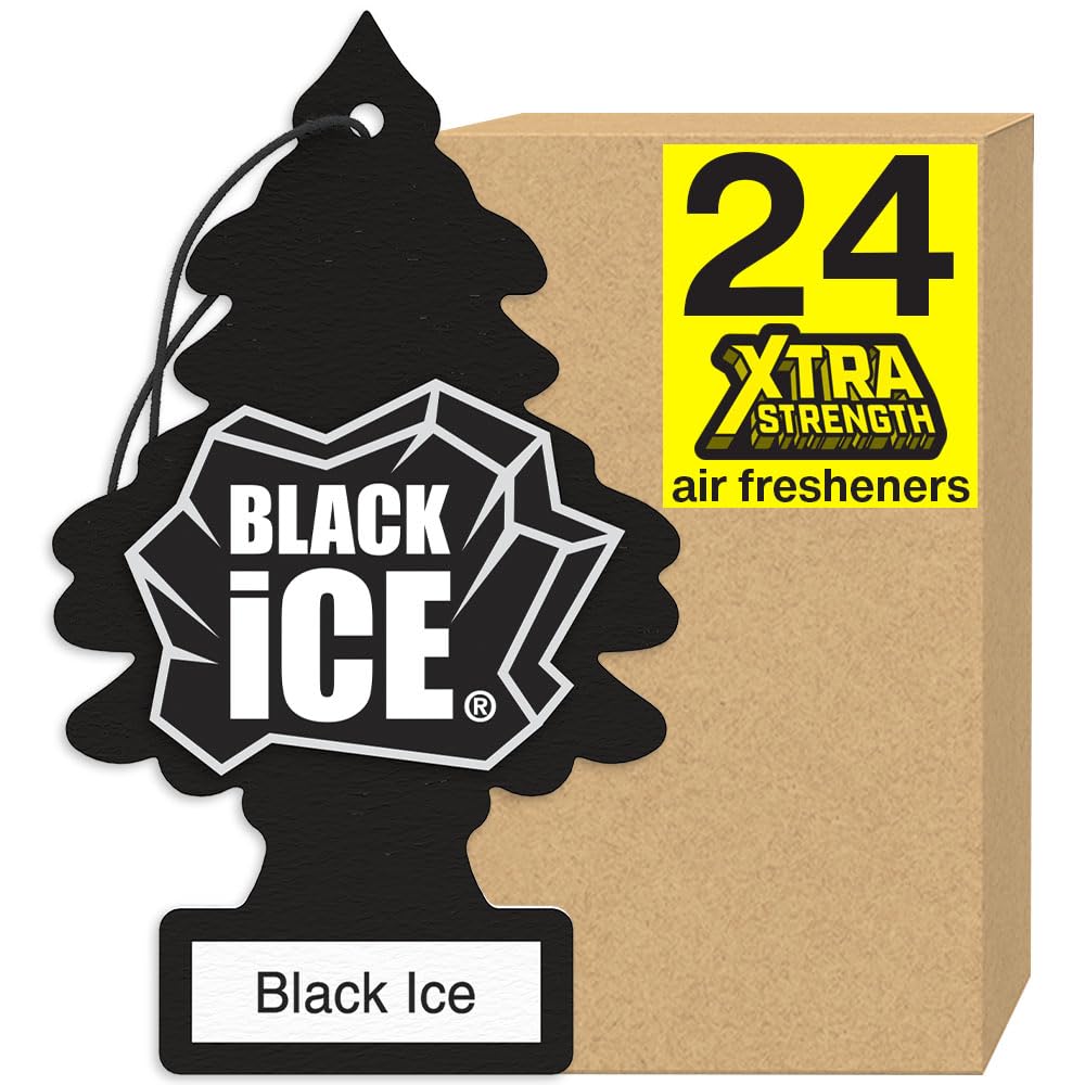 Little Trees Air Fresheners Car Air Freshener. Xtra Strength Provides Long-Lasting Scent For Auto Or Home. Extra Boost Of Fragrance. Black Ice, 24 Air Fresheners