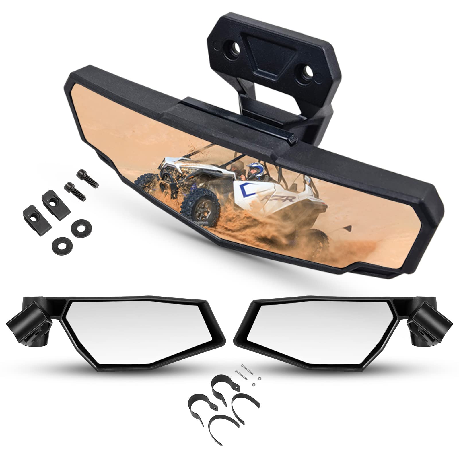 A & Utv Pro Rzr Pro Xp Rear View Mirror & Side Mirrors Kit For 2020-2024 Polaris Rzr Pro Xp/Pro Xp4 / Pro R/Turbo R, Adjustable Break Away Mirrors Accessories, Replace Oem #2883763, 2883762, 3Pcs