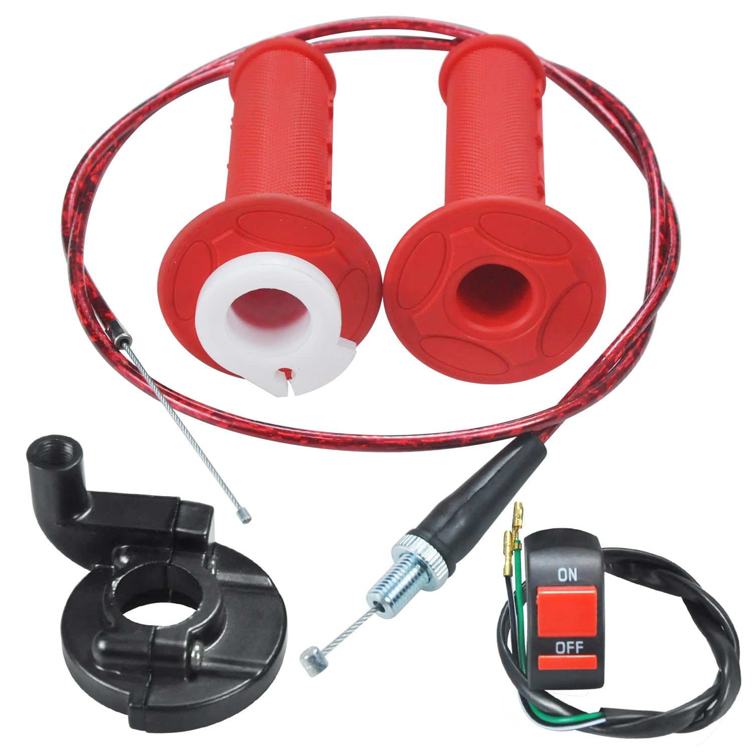 Holato 22Mm 7/8 Throttle Handle Grips Cable Clamp On Off Switch For Coleman Ct100U Ct200U Baja Doodlebug Db30 Mb165 Mb200 50Cc 90Cc 110Cc 125Cc Ssr Coolster Apollo Crf50 Pit Dirt Bike (Red)