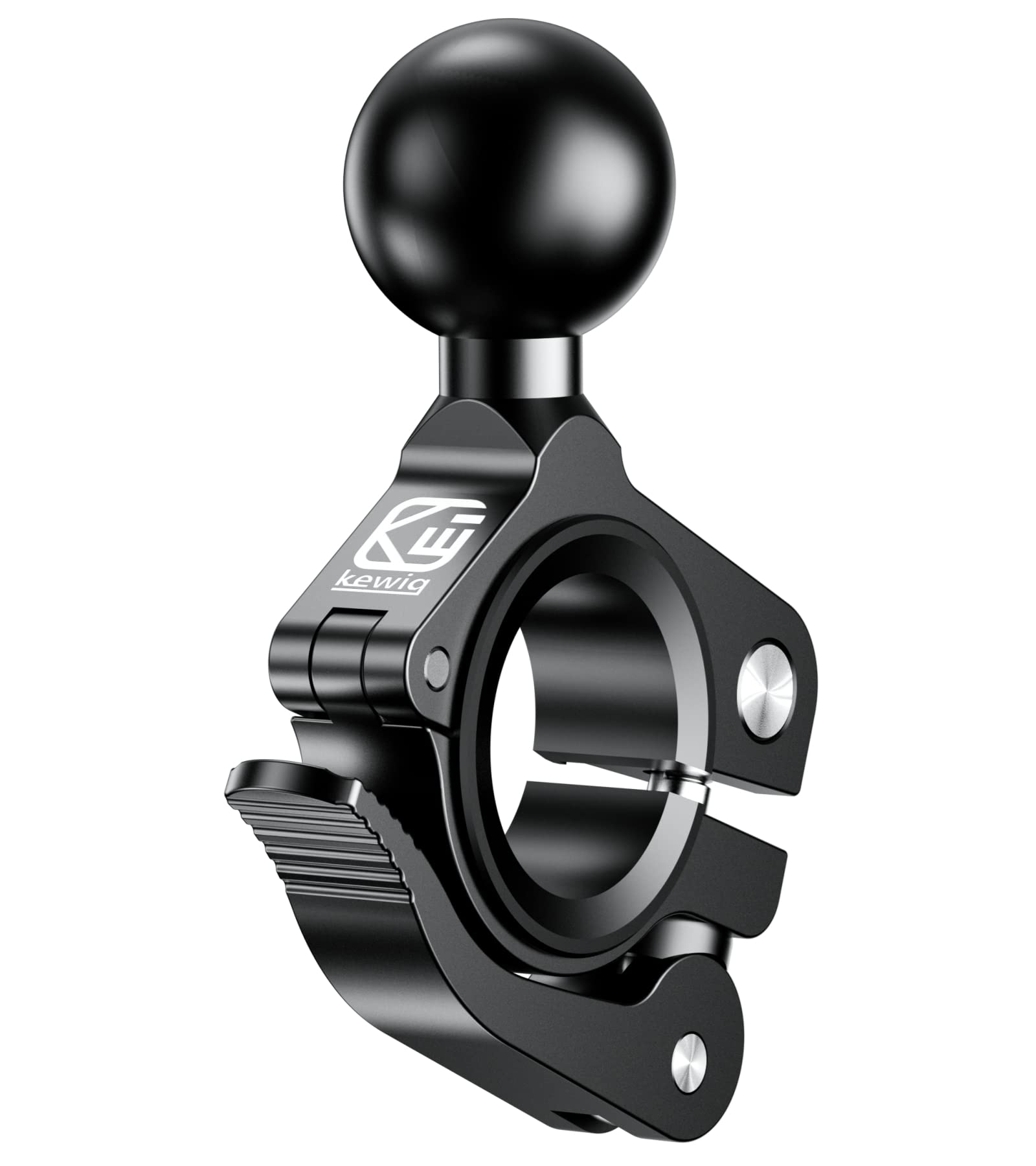 Brcovan Handlebar Clamp Mount With 1'' Tpu Ball Compatible With Ram Mounts Double Socket Arm Fit Rail 0.5'' 0.87'' 1'' 1.26'' Tool-Free Installation, Aluminum Material, Cnc Processing (Black)