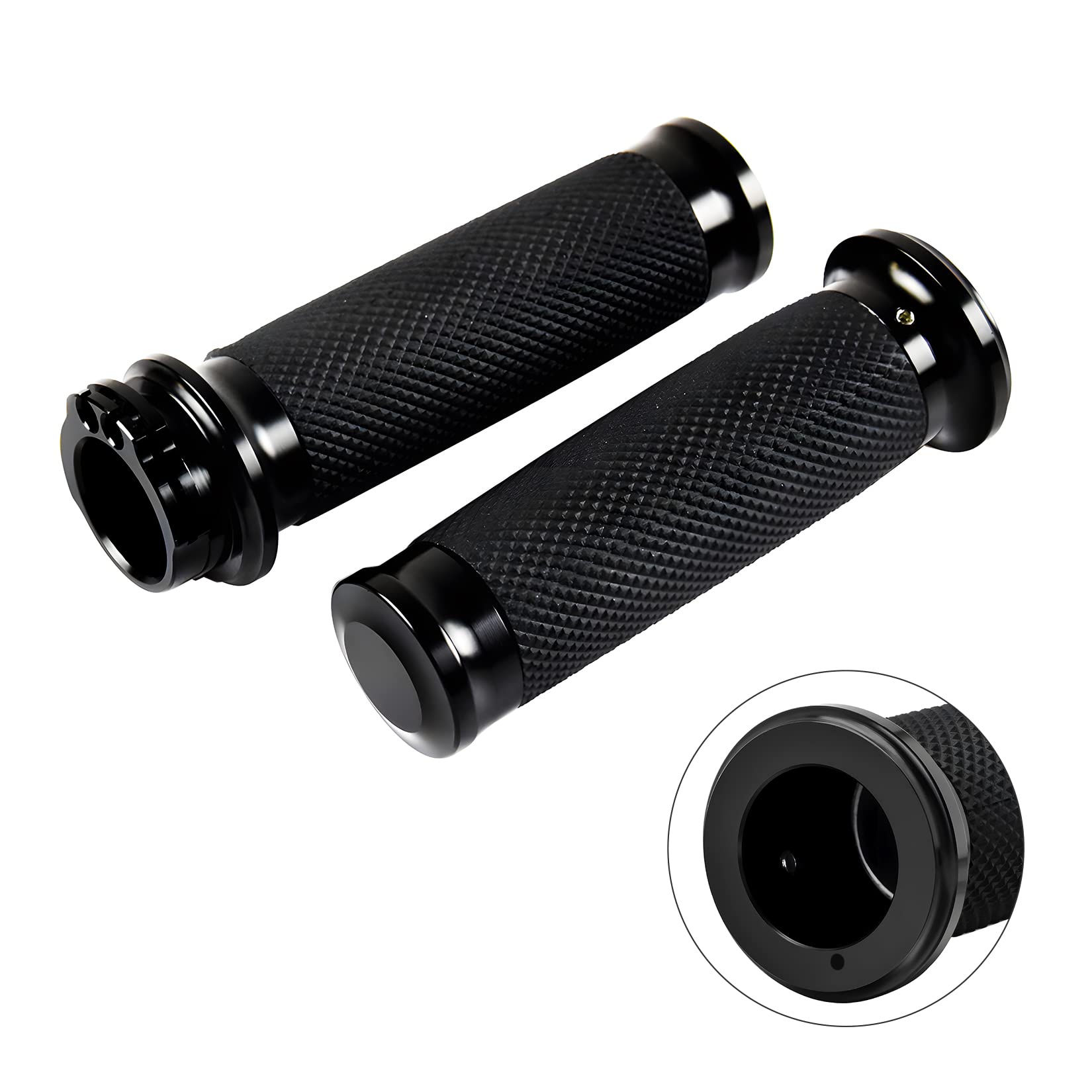 Pbymt 1' Motorcycle Hand Grips Black Handlebar Grips Compatible For Harley Touring Honda Yamaha Suzuki Kawasaki