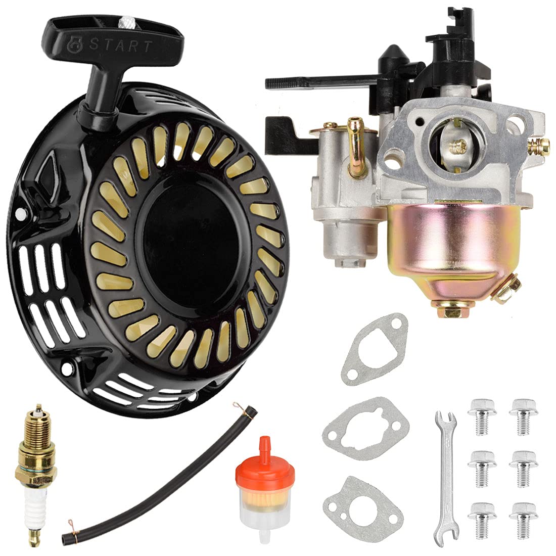 Fvrito Pull Recoil Starter Carburetor Carb For Predator 212Cc 196Cc 6.5Hp Baja Massimo Mb165 Mb200 Coleman Ct200U Trail Bt200X Mini Bike Hummerhead 80T Trailmaster Mid Xrs Xrx Motovox Kt196 Go Kart