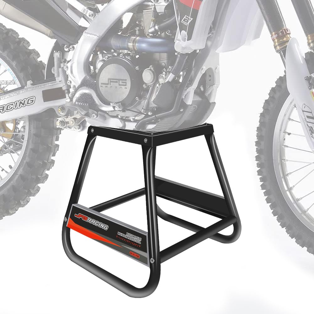Jfg Racing Dirt Bike Stand,Universal Detachable Powder Coated Anti Slip Off Road Steel Mx Heavy Duty Dirtbike Maintenance Motorcycle Box Stand(Black)