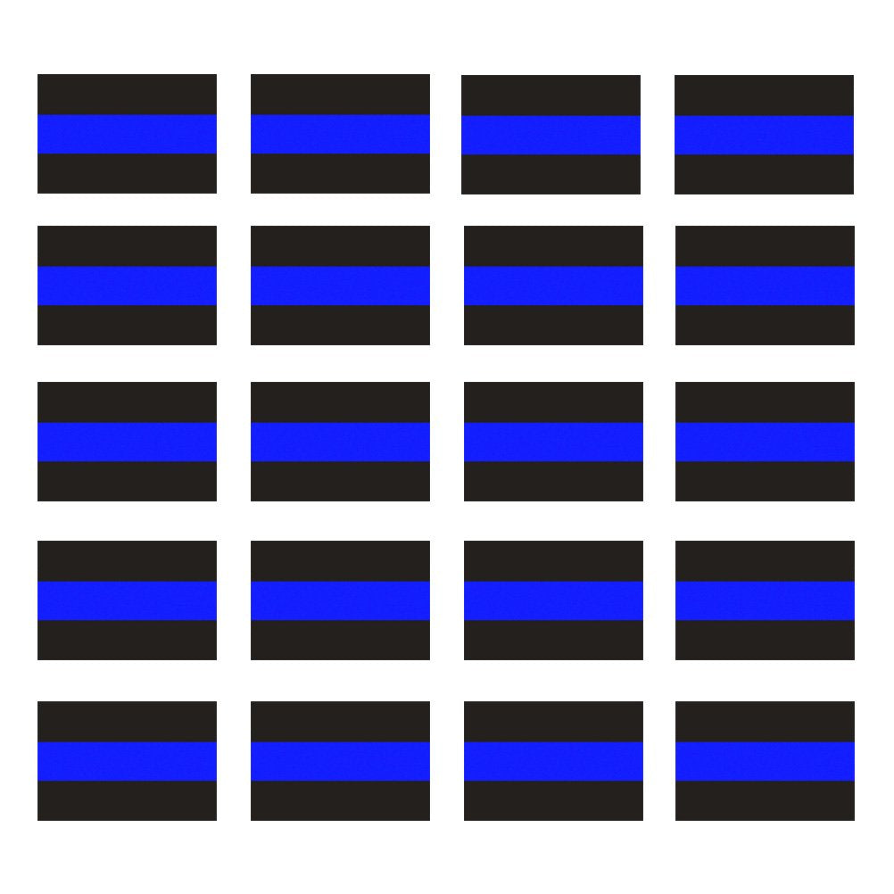 Reflective Blue Lives Matter License Plate Sticker - Pack Of 20 Vinyl Decal - Cop Thin Blue Line Decals - Proudly Support Police/Law Enforcement Officers (1' X 1.5')