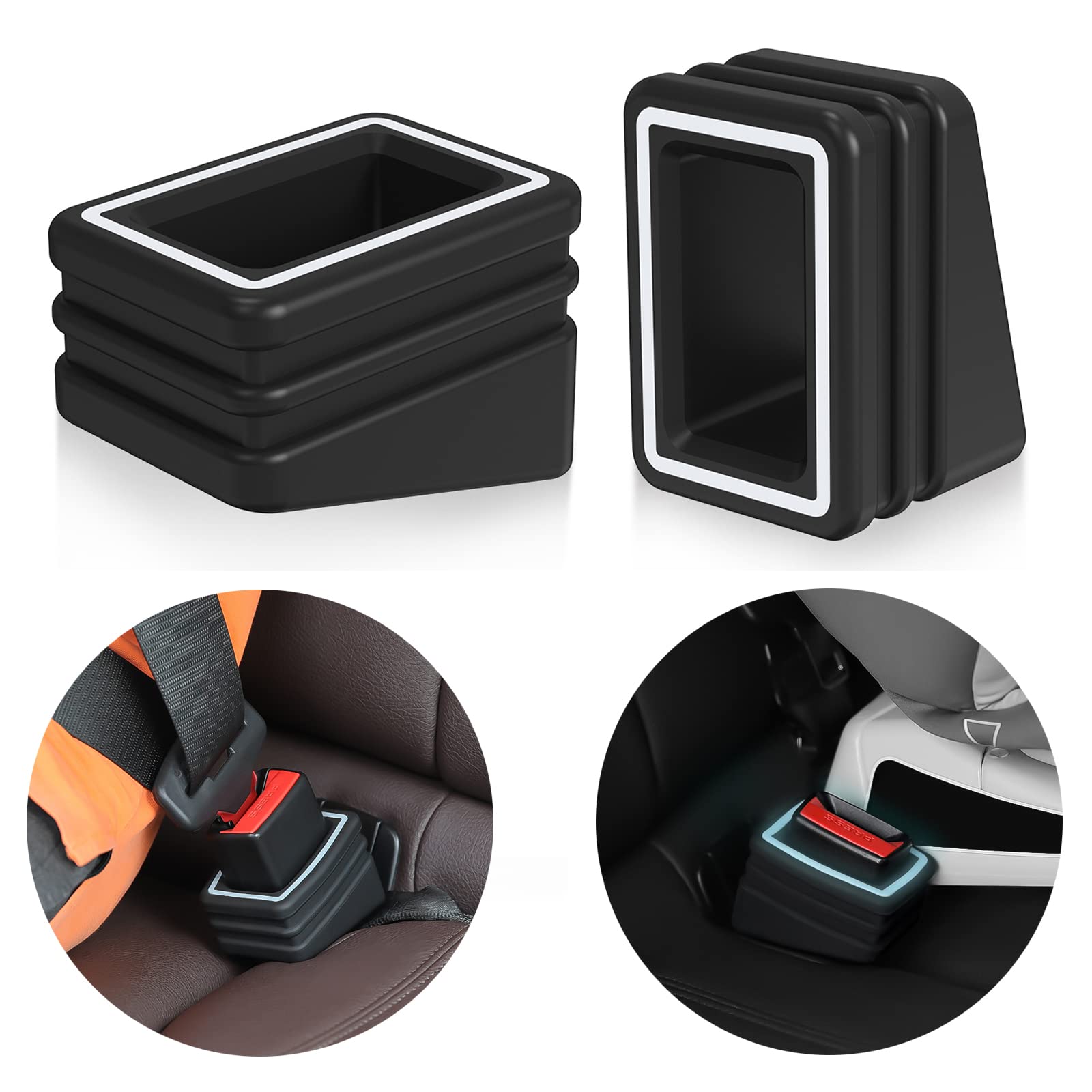 Qijk Seat Belt Buckle Holder Seat Belt Buckle Booster Seat Belt Buckle Fixer Keep The Seat Belt Buckle Upright And Stable Luminous Positioning Ring Easy Positioning Insert Seat Belt Buckle 2 Pcs