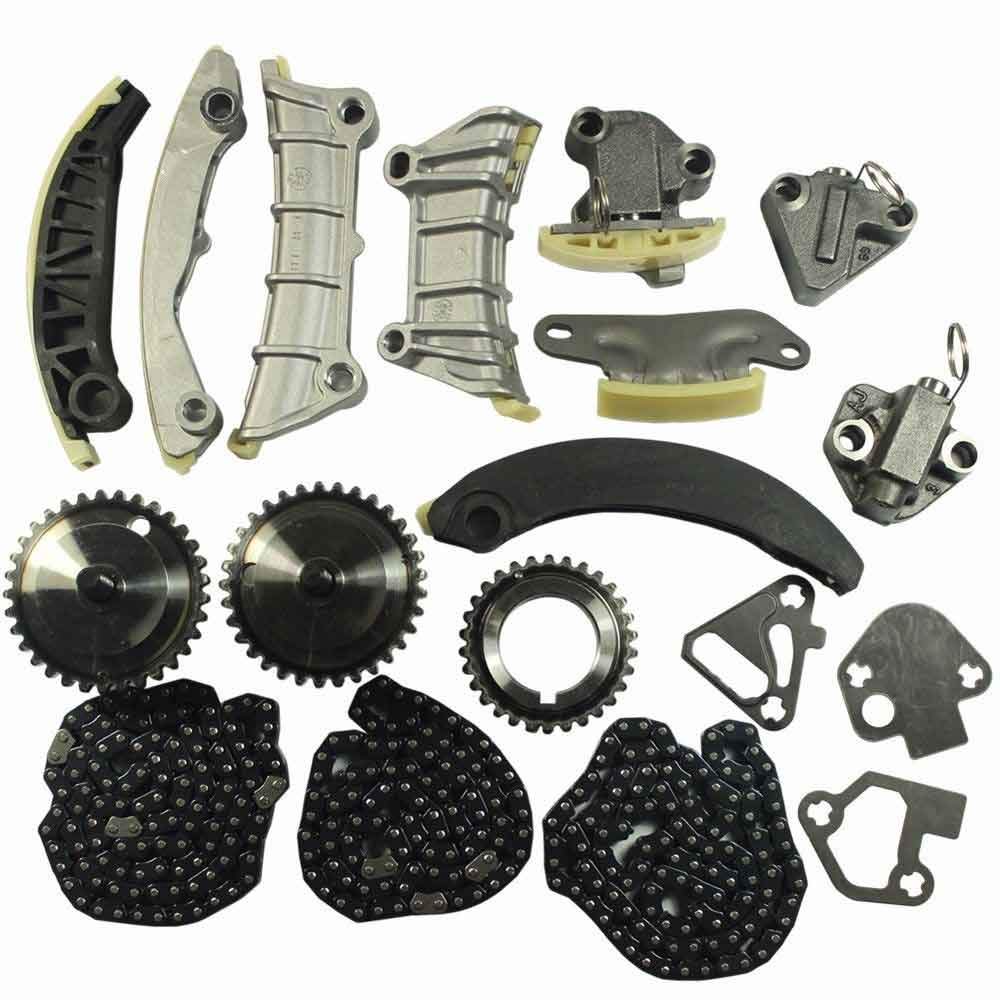 Engine Timing Chain Kit Guide Tensioner Sprocket Cadillac Cts Srx Sts Gmc Acadia Chevy Equinox Malibu Traverse Buick Allure Enclave Lacrosse 2.8L 3.0L 3.6L Dohc 24V Replace # 9-0753S Replacement Parts