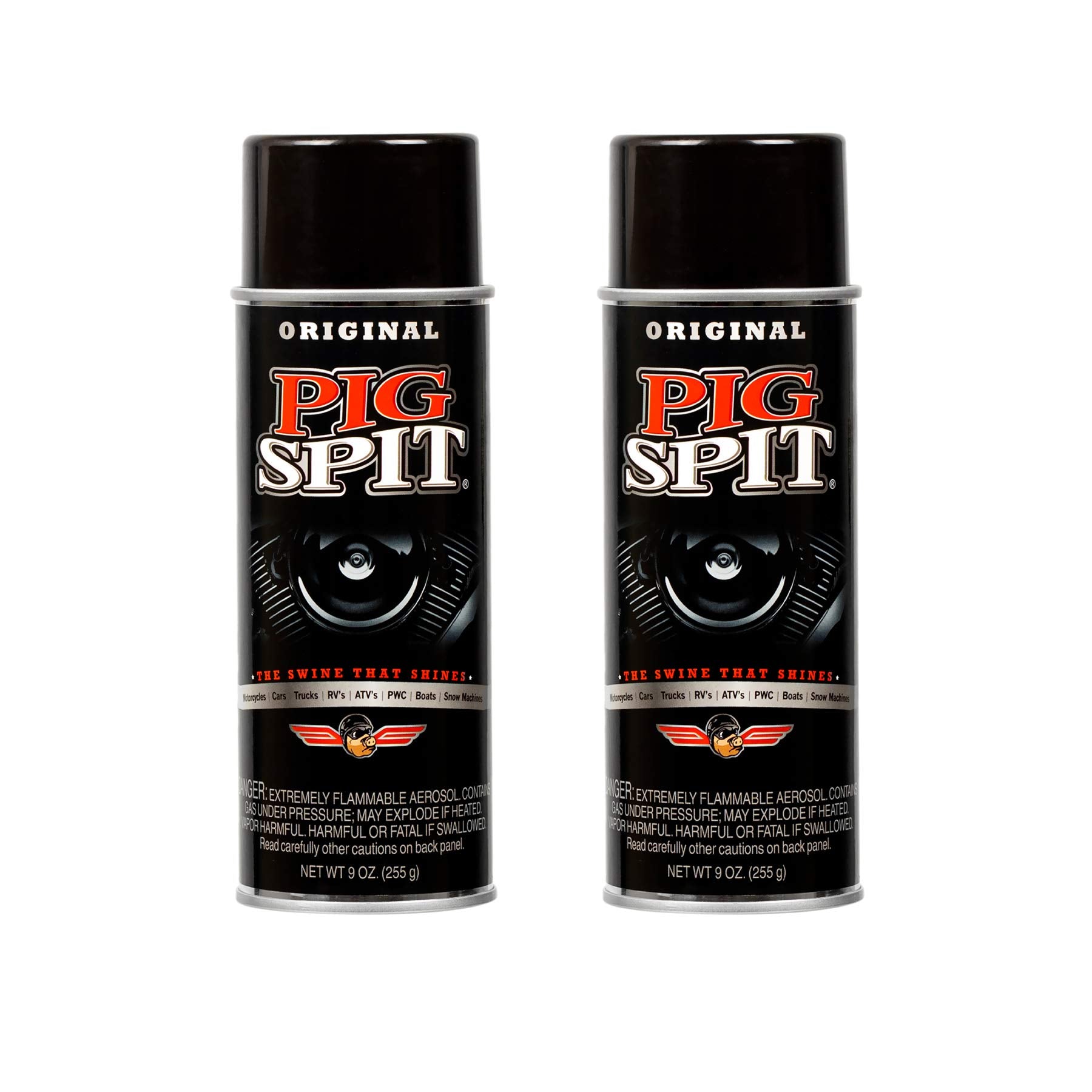 Pig Spit Original For Use On Motors, Transmissions, Vinyl And Black Plastic Trim Components And Tires | 9 Oz.| 2-Pack