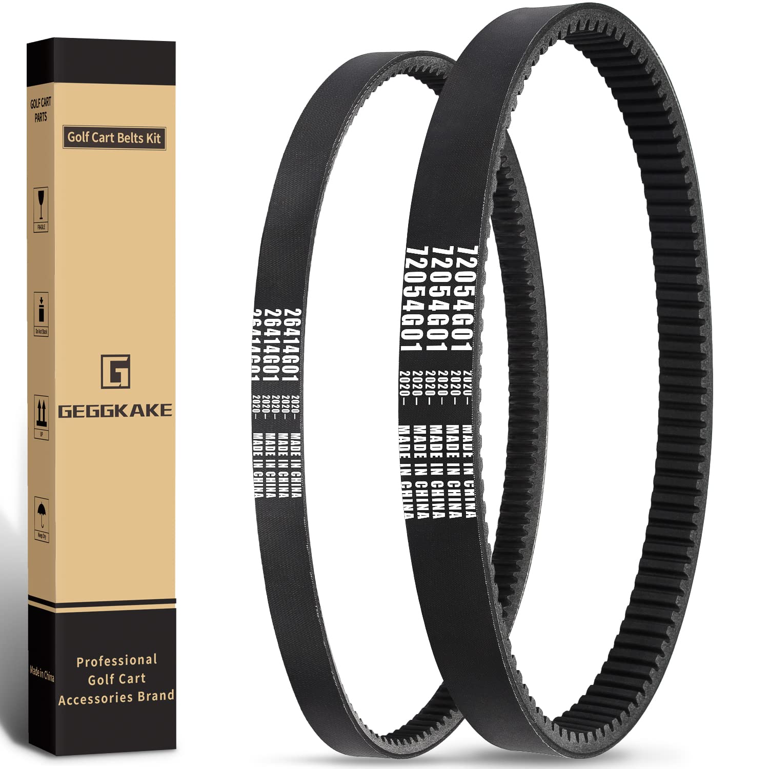 Geggkake Ezgo Drive Belt & Starter Generator Belt Kits, Fits 4 Cycle 1994-Up Ezgo Txt/Medalist Gas Golf Cart, Oem# 72054G01, 72024G01, 72025G01, 26414G01