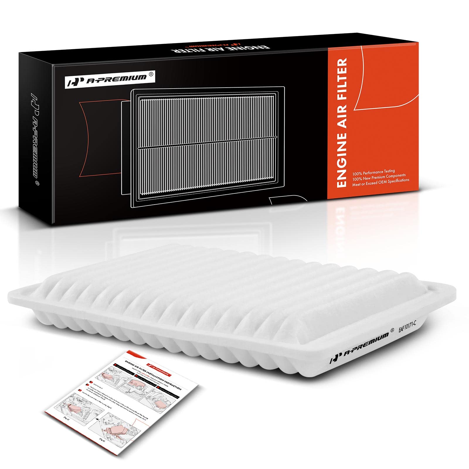 A-Premium Engine Air Filter Compatible With Toyota Vehicles - Camry 2007-2009 2.4L, Camry 2010-2017 2.5L, Venza 2009-2016 2.7L - Gas L4 Engine - Replace# 17801-0H050