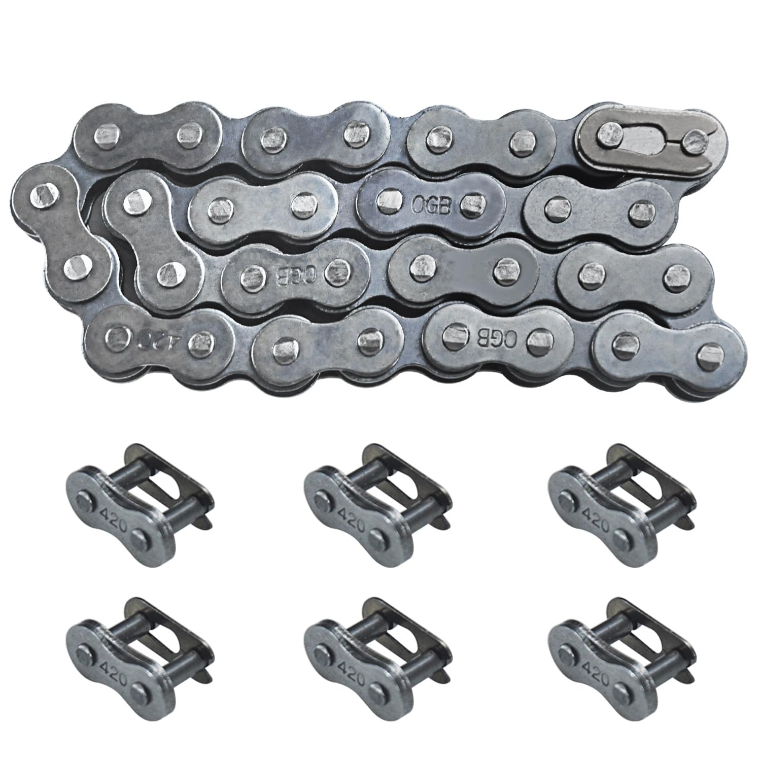Holato #420 Drive Chain 32 Link + Master Link For Coleman Powersports 196Cc 6.5 Hp Kt196 Ck196 Hs200Gk Go Kart Heavy Duty Parts