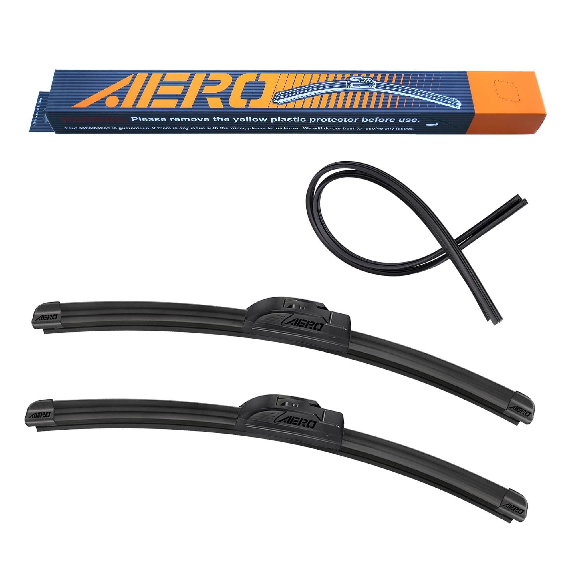 Aero Voyager 22'+14' Premium All-Season Windshield Wiper Blades With Extra Rubber Refills Oem Replacement For Toyota Echo 2005-2000 + 1-Year Warranty (Pack Of 2)