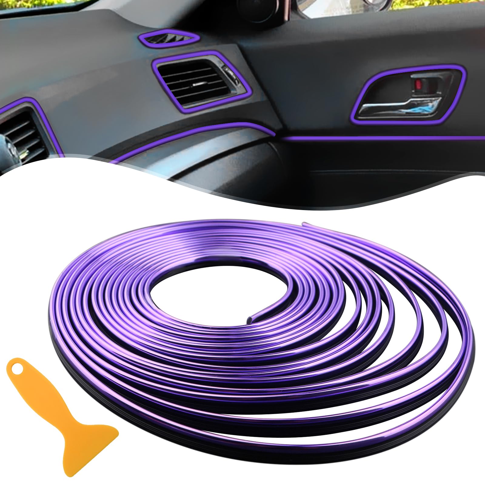 Car Interior Trim Strips -16.4Ft/5M Car Decor Universal Accesorios Para Carro Car Gap Fillers Molding Line Decorative Accessories Diy Flexible Strip Garnish- Accessories For Your Loved Car (Purple)