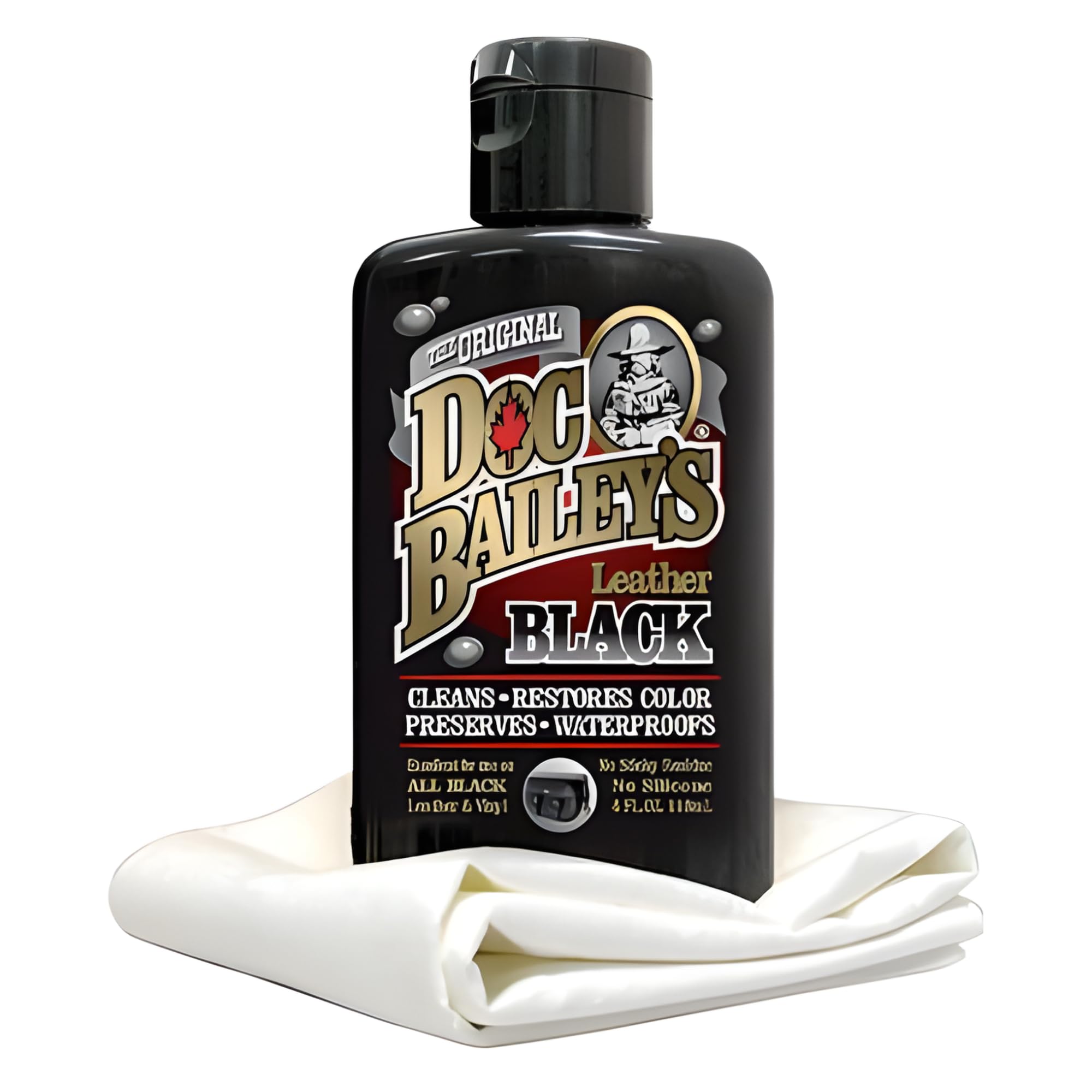 Doc Baileys Black Leather Detail Kit- Complete One-Step Formula To Clean, Condition, And Redye, And Protect Dozens Of Items- Ideal For Motorcycle Bike And Car Seats, Jackets, Boots, Vinyl And More