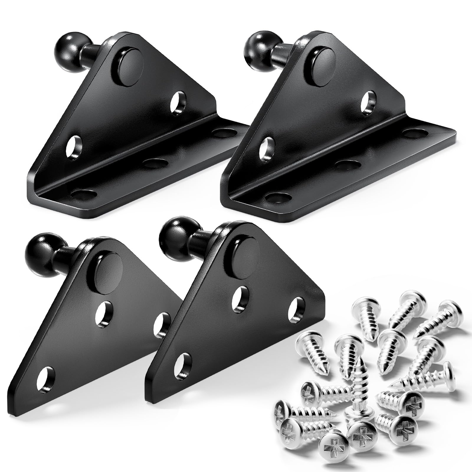 10Mm Gas Spring Lift Strut Bracket Ball Stud Black, Mounting Bracket For Lift Support Prop, Pack Of 4