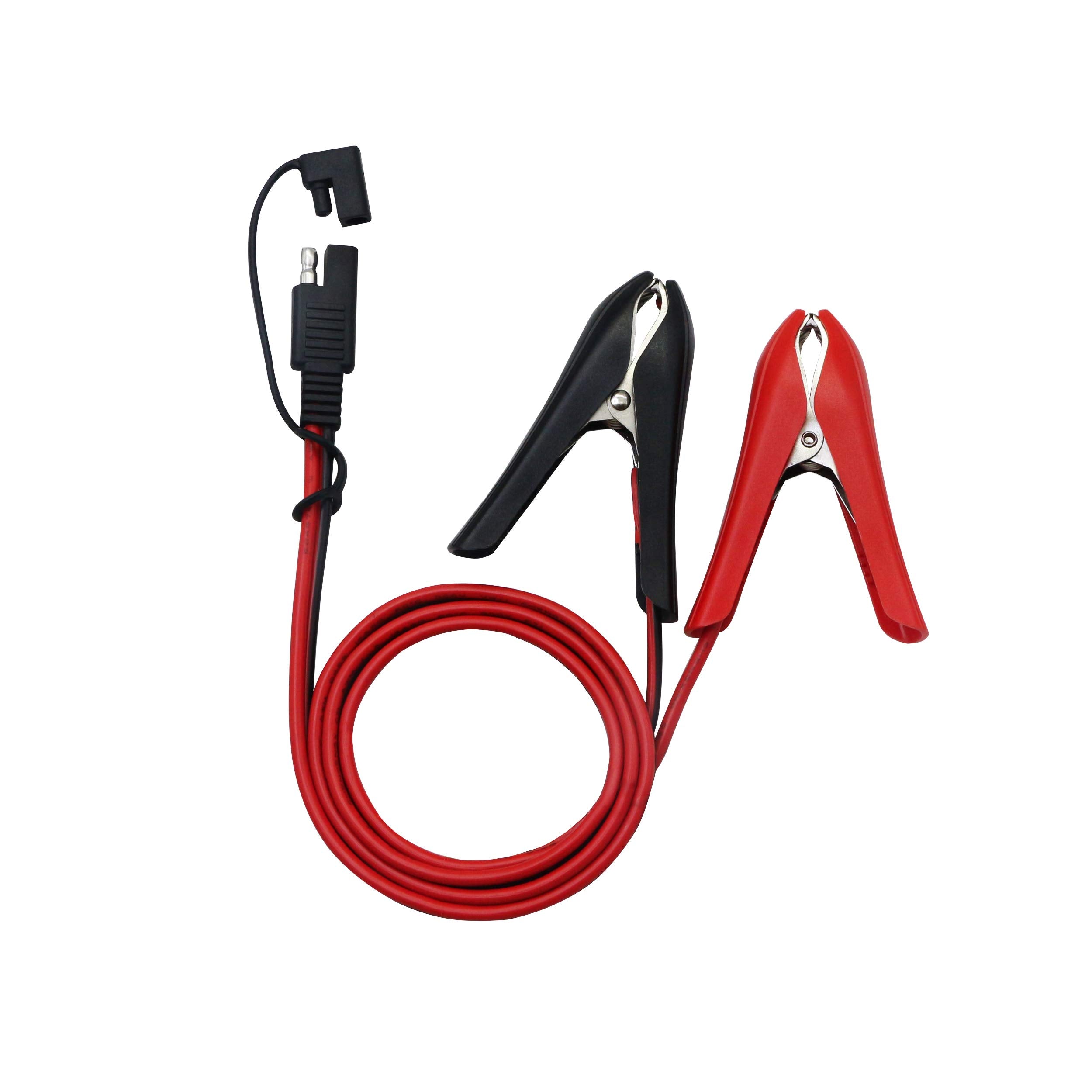 Cerrxian 3.2Ft 12V 14Awg Alligator Crocodile Clip To Sae Connector Quick Release Quick Disconnect Car Solar Power Charging Extension Cable,Black & Red C