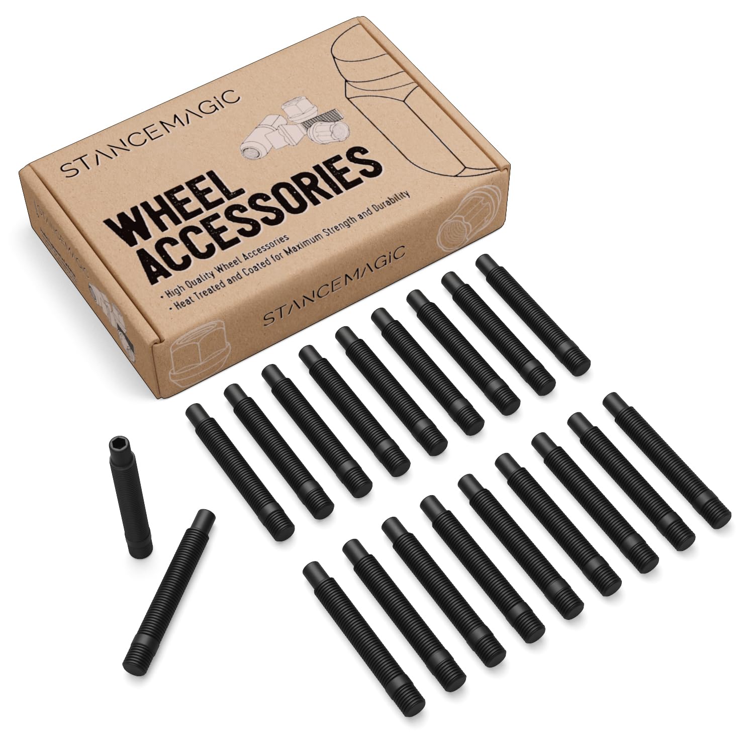 20Pcs Extended Black Wheel Stud Conversion - 12X1.5 To 12X1.5, 88Mm Total Length, 63Mm Shank Length - Compatible With Bmw Vehicles (Ensure Vehicle Uses 12X1.5 Bolts)