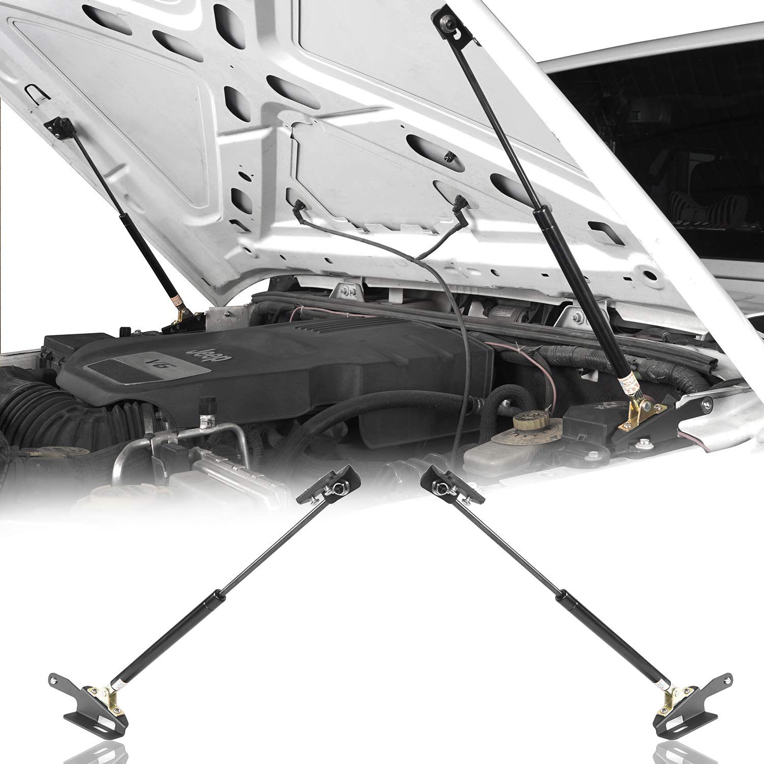 Hooke Road Wrangler Jk Hood Lift Support Struts Assist Kit Compatible With Jeep Wrangler Jk & Unlimited 2011-2018 - Pair