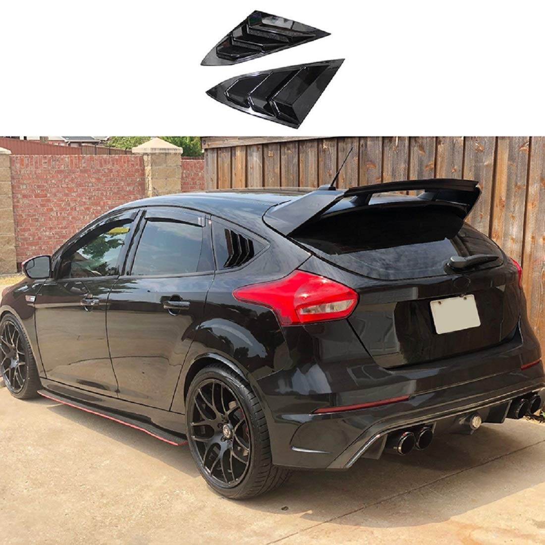 Fit For Ford Focus St Rs Mk3 Hatchback 2Pc 2012 2013 2014 2015 2016 2017 2018 Shiny Black Window Side Louvers Vent