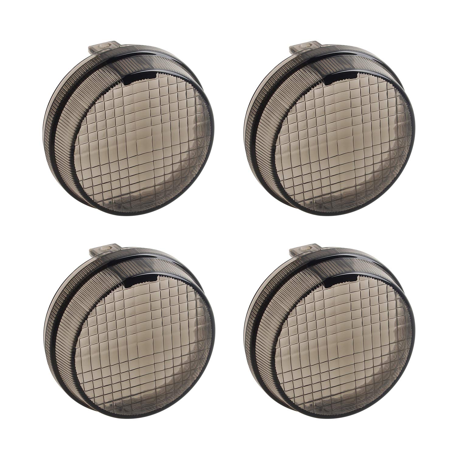 Nthreeauto 4Pcs Smoked Turn Signal Lens Cover Front Rear Compatible With Kawasaki Vulcan 2000 1600 Classic/Nomad Honda Shadow Cruisers