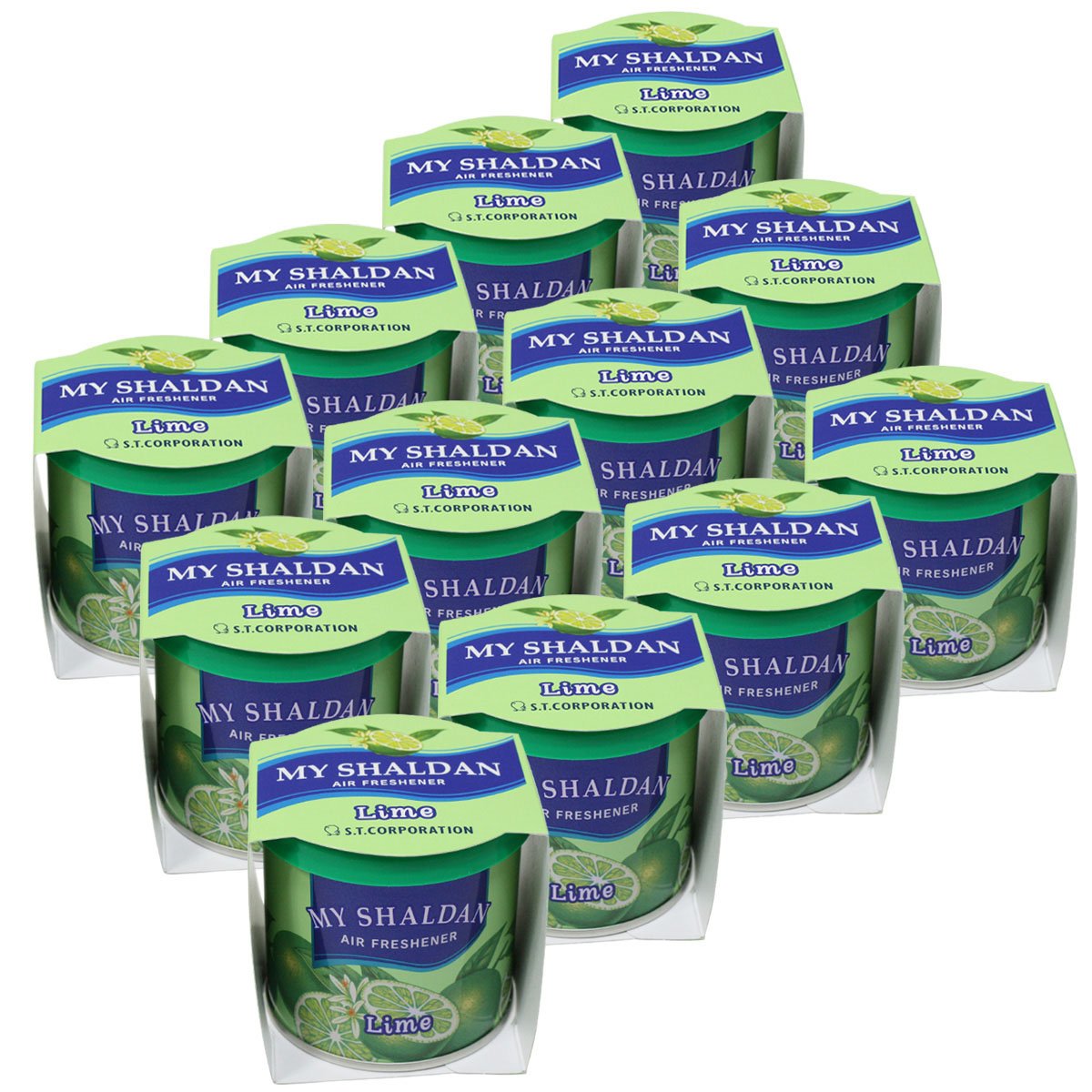 Pack Of 12 My Shaldan Japanese Car Cup-Holder Natural Air Freshener Cans (Lime Scented)