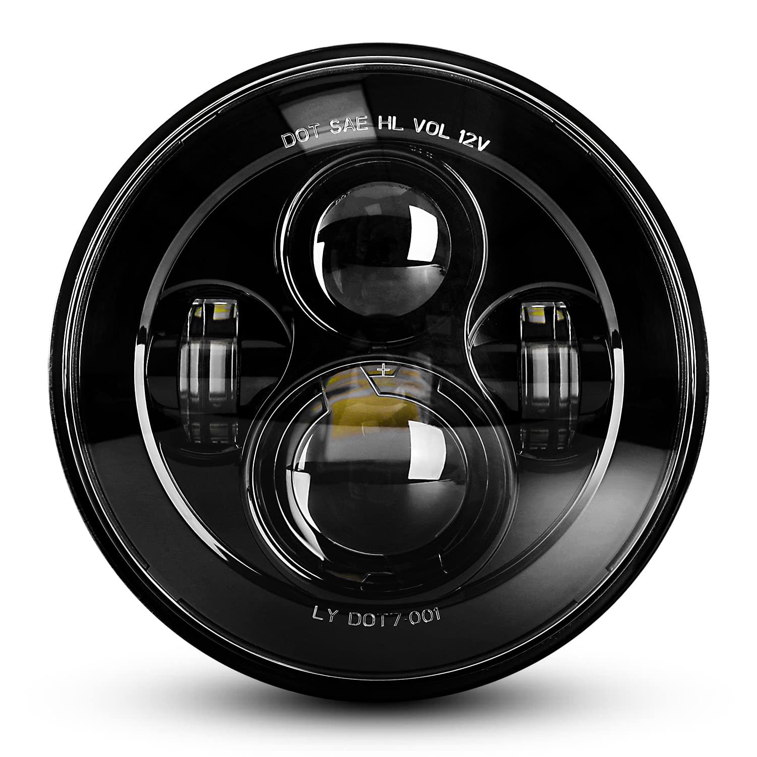 Dot Approved 7Inch Black Led Headlight Compatible With Motorcycle Tour,Fld,Softail Heritage,Street Glide,Road King,Electra Glide,Yamaha V-Star Road Star Wrangler