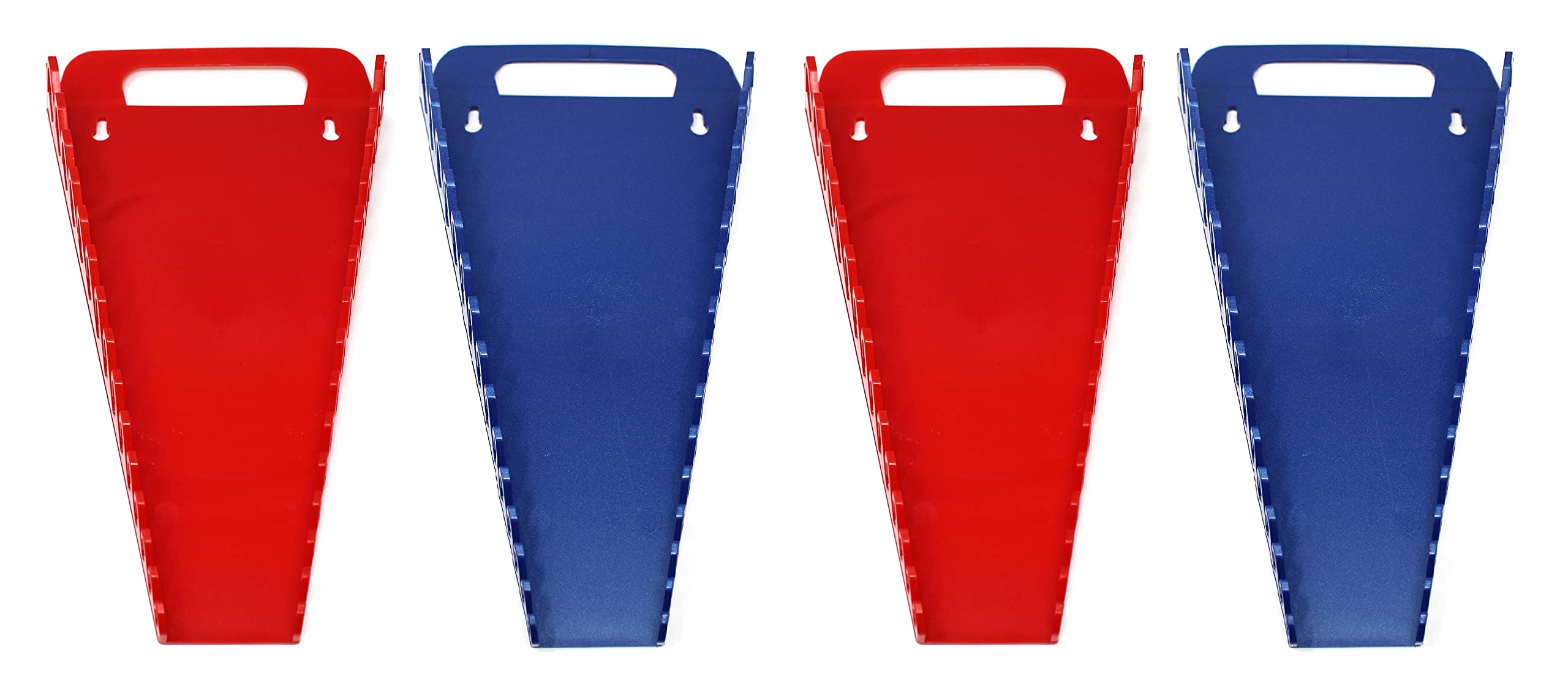 Jsp Manufacturing 15-Tool Gripper Wrench Organizer Tray Kit - 2 Plastic Portable Gripper Tray Holders… (4 Piece Kit, Red & Blue)