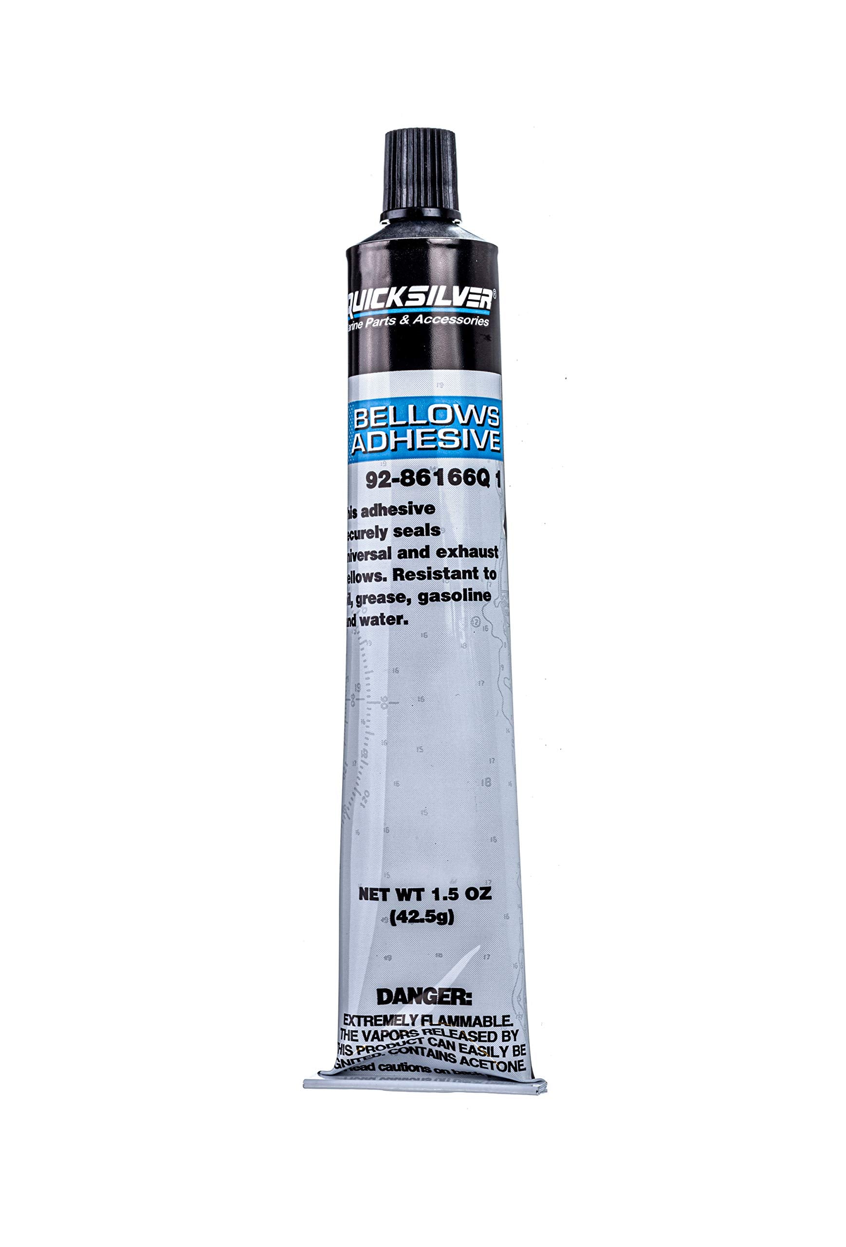 Quicksilver 86166Q1 Bellows Adhesive – Resistant To Oil, Grease, Gasoline And Water – 1.5 Oz Tube
