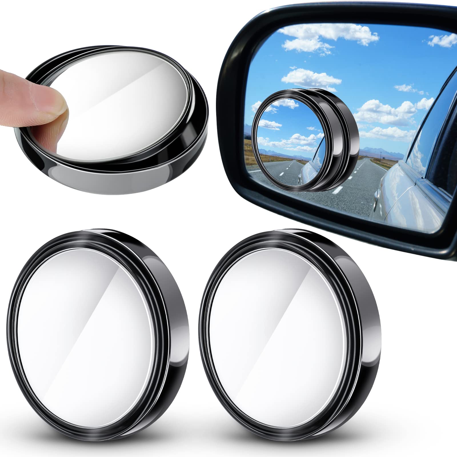 4 Pieces Blind Spot Mirrors Car Rear View Mirrors Wide View Angle Mirror Round Hd Glass Convex Mirror Adjustable With Frame For Cars Suv Trucks Mirror Accessories (2 Inch)