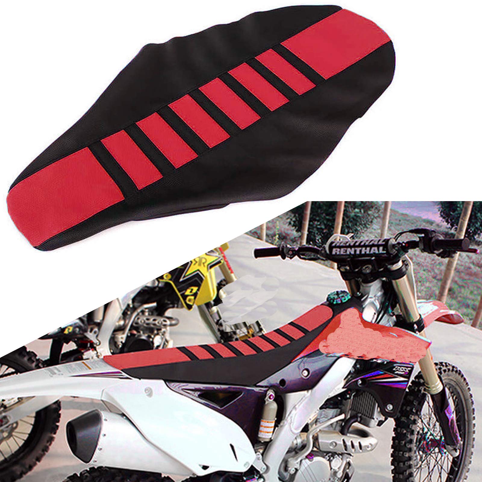 E-Riding Universal Gripper Motorcycle Seat Cover Rubber Soft - Cr85 Cr125 Cr250 Crf150F Crf150R For Pit Dirt Bikes (Red)