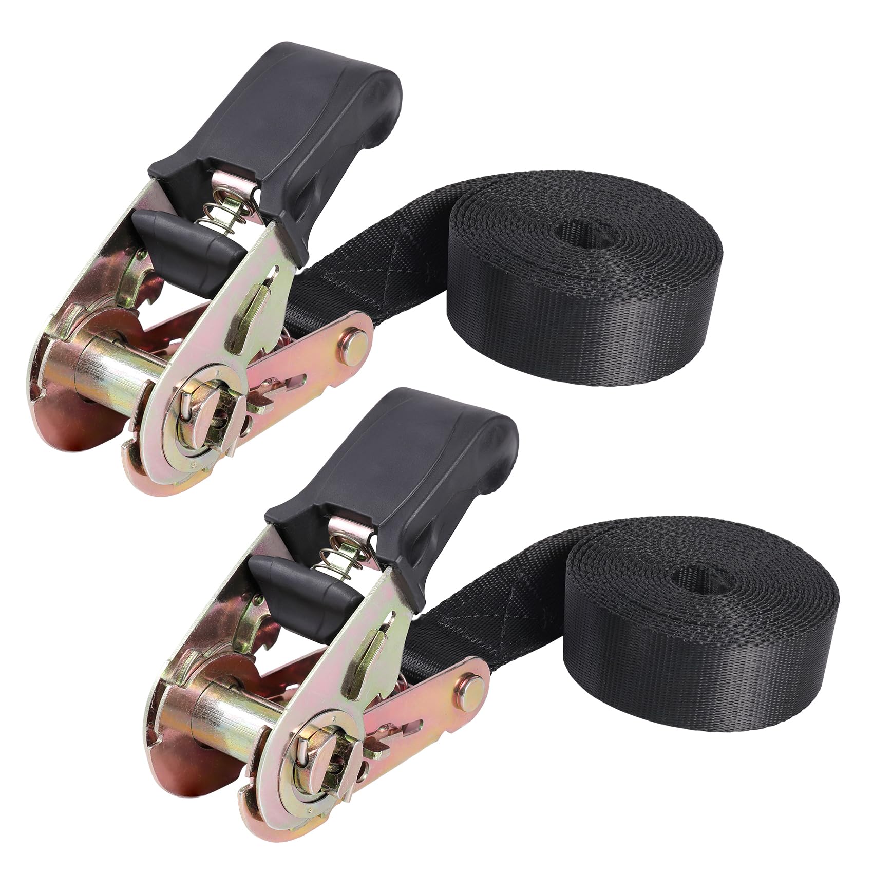 Masterwise Endless Ratchet Strap, Black Ratchet Straps Heavy Duty Tie Down Straps 1 Inch Simple Strap For Motorcycles, Trailer, Kayak, Cargo, Roof Rack (1In X 8Ft-2Pcs)