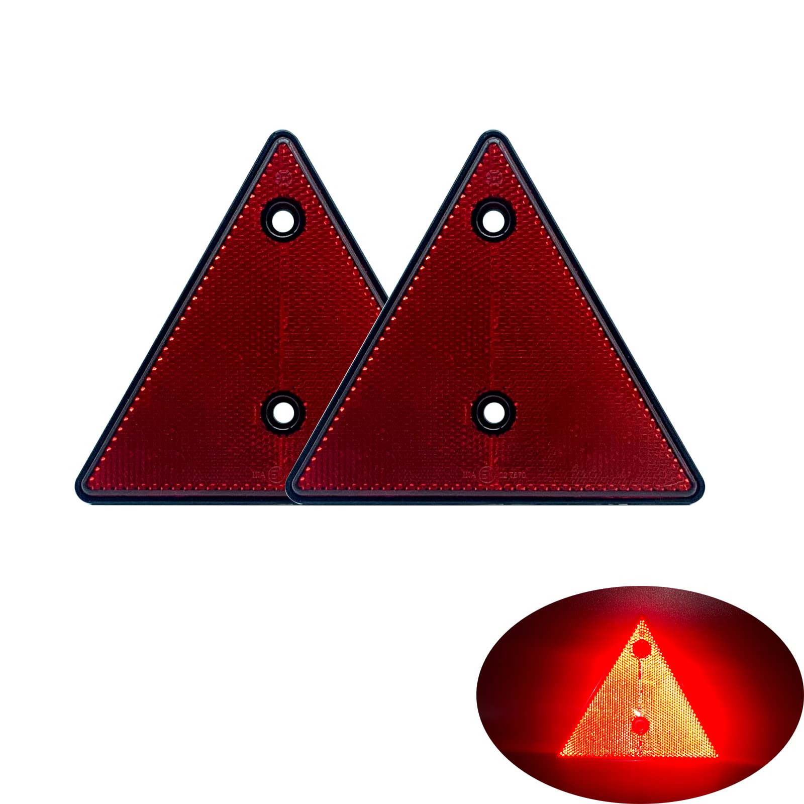 Welnent E-Mark/Ccc 2Pcs Triangle Reflector Screw On For Trailer Driveway Mailbox Golf Cart