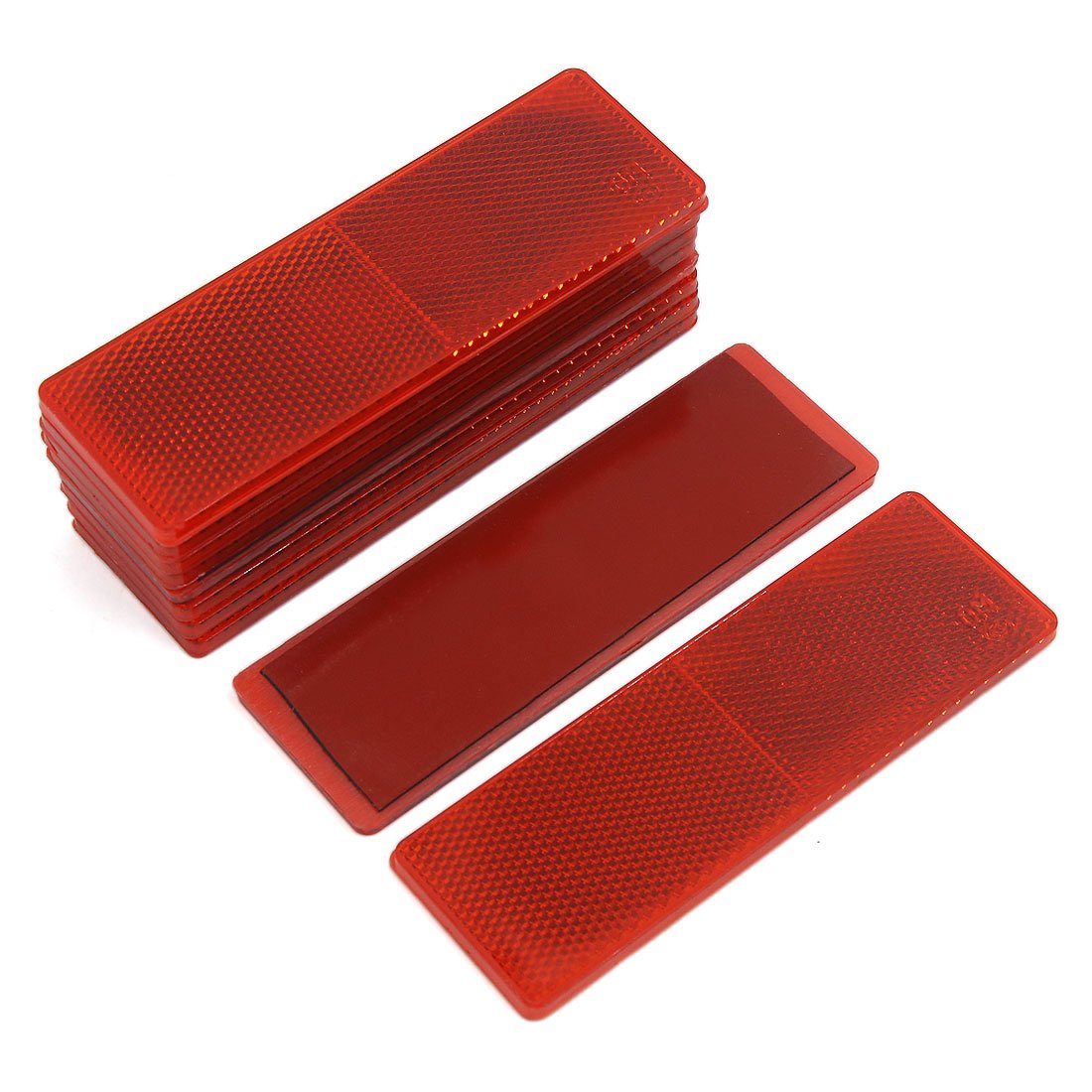 Uxcell Automotive Car Red Rectangle Stick-On Safety Reflector Plate W/O Holes 10Pcs