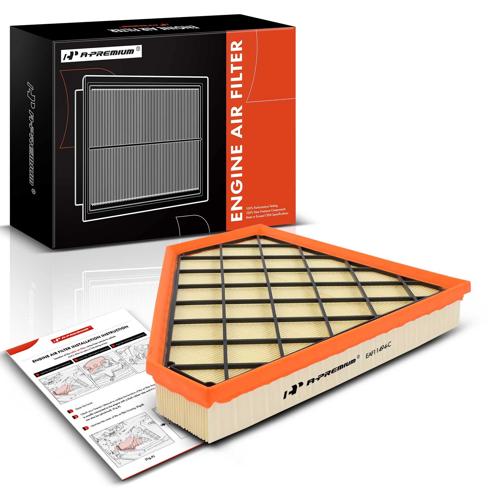 A-Premium Front Engine Air Filter Compatible With Cadillac Ats, Cts & Chevrolet Camaro, 2013-2023, 2.0L 2.5L 3.6L, Flexible Panel, Replace# 20857930