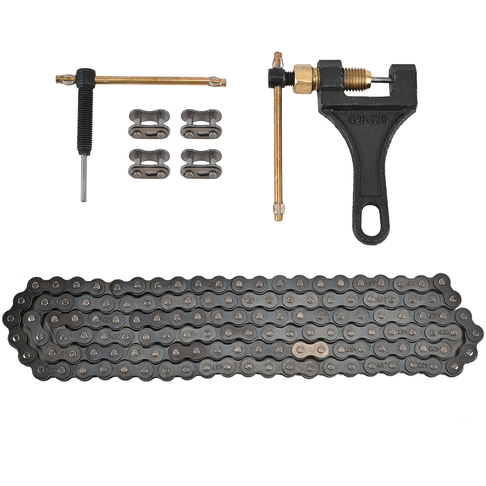 Trkimal Motorcycle 420 Standard Roller Chain 132 Link + Chain Breaker For 50Cc 70Cc 90Cc 110Cc 125Cc Dirt Pit Bike Atv Quad Go Kart Scooter Mini Bike