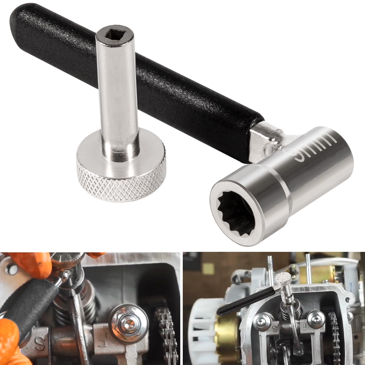 Johntruck Valve Clearance Adjustable Wrench, 2Pc Set, For Motorcycles Atvs And Scooter Gy6, 9Mm Lock Nut Wrench With 3Mm Tappet Adjuster