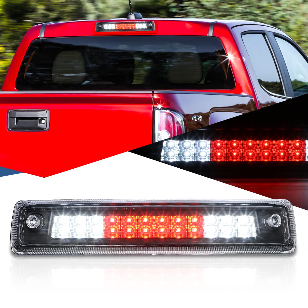 Auto Dynasty Dual Rows Led Black Housing High Mount 3Rd Third Brake Light Cargo Lamp Compatible With Chevy Colorado/Gmc Canyon 15-18