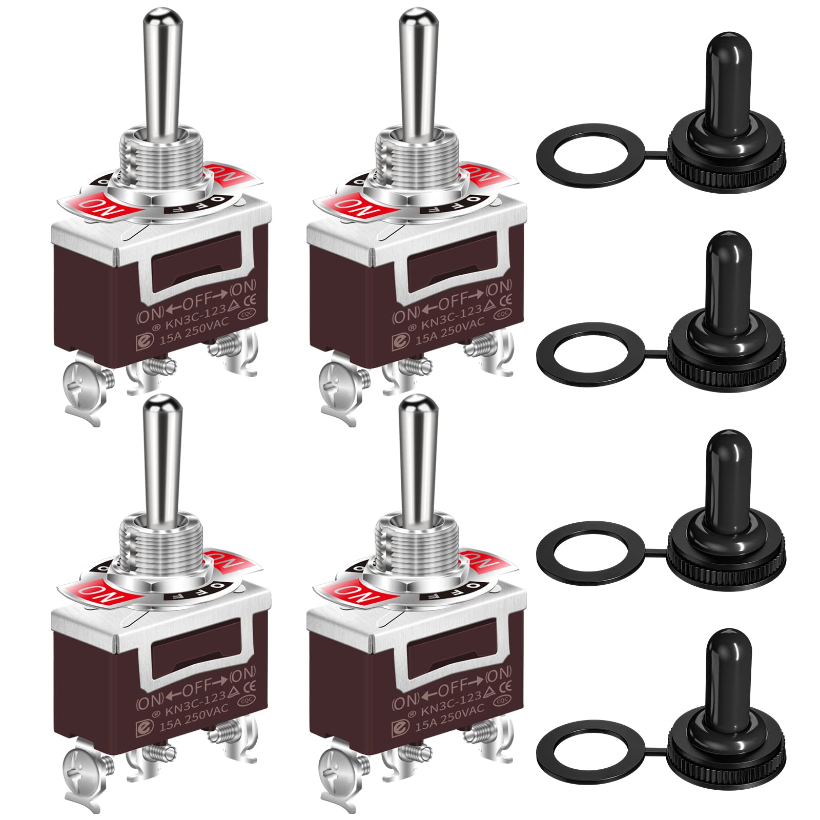 Daiertek Waterproof Momentary Toggle Switch 12V Dc 20A Heavy Duty Marine Spdt Switch Rocker 3 Way (On)-Off-(On) 250V Ac 15A With Weatherproof Boot Cap Cover For Auto Car Boat -4Pcs