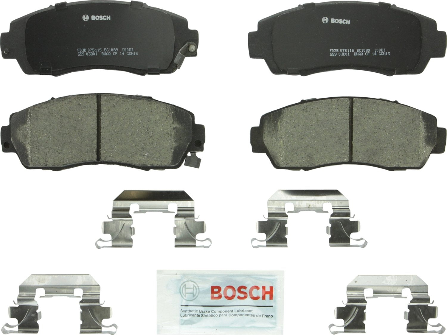 BOSCH BC1089 QuietCast Ceramic Disc Brake Pads - Front Set for Acura RDX, Honda Accord, CR-V, Odyssey