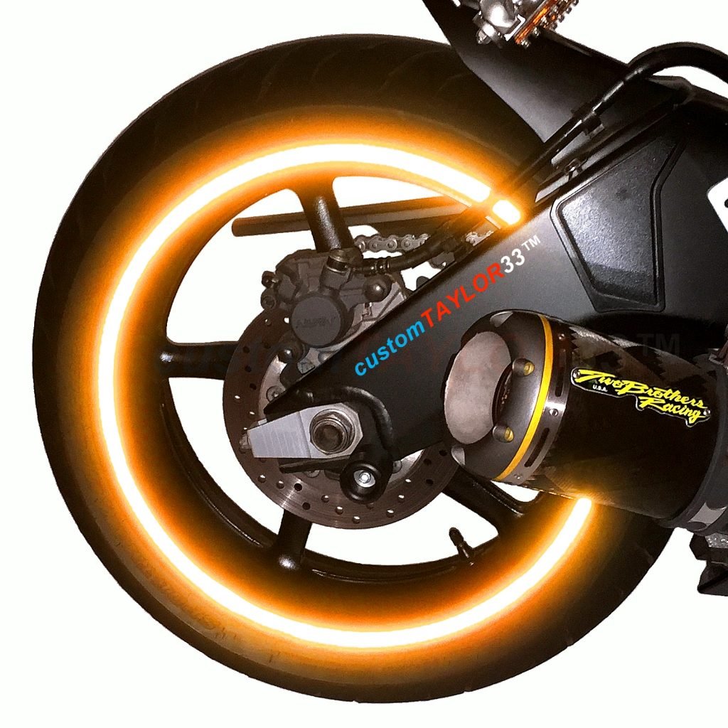 Customtaylor33 (All Vehicles Orange High Intensity Grade Reflective Copyrighted Safety Rim Tapes (Must Select Your Rim Size), 17' (Rim Size For Most Sportsbikes)
